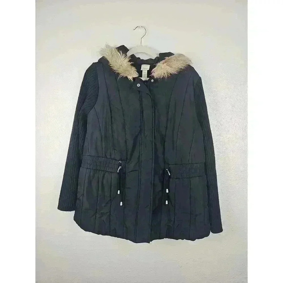 Lane Bryant Jackets & Blazers - Venezia Lane Bryant Black Faux Fur Puffer Jacket Hooded 18/20